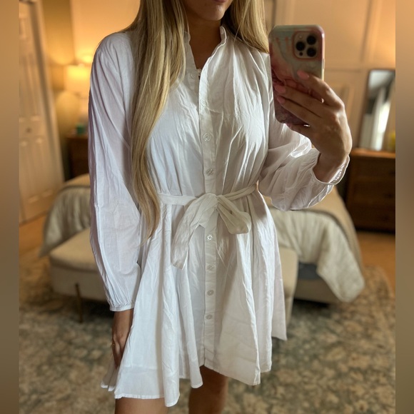 Madison Mathews Dresses & Skirts - Tuckernuck Madison Mathews White Long Sleeve Dress with Tie Waist